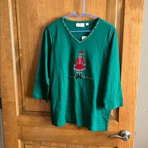 Quacker Factory Green Top with Embellishments